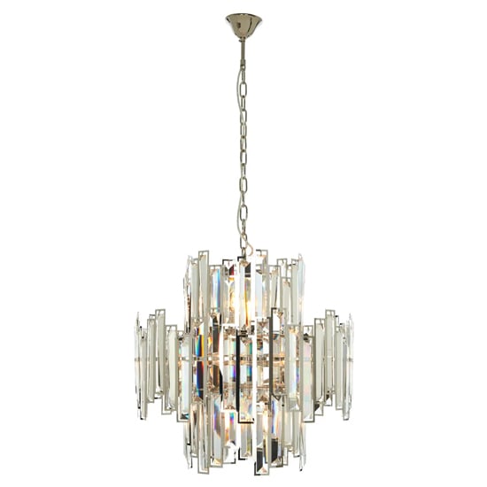 Photo of Kodak small clear crystal chandelier ceiling light in silver