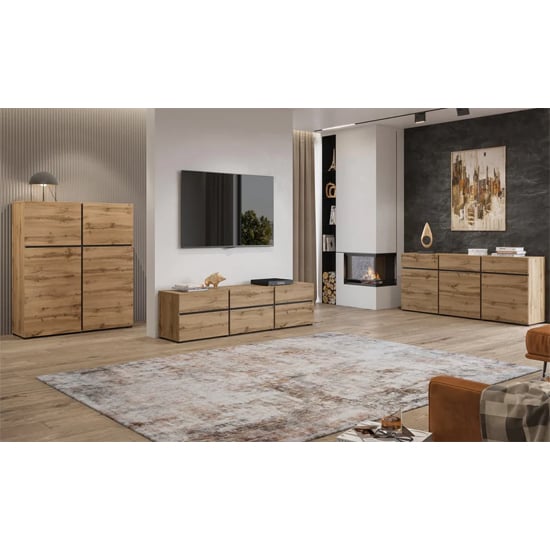 Kodak Wooden Highboard With 4 Doors In Wotan Oak