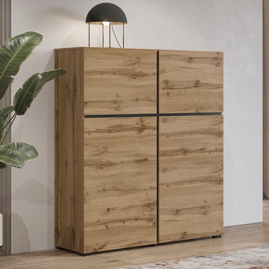 Product photograph of Kodak Wooden Highboard With 4 Doors In Wotan Oak from Furniture in Fashion