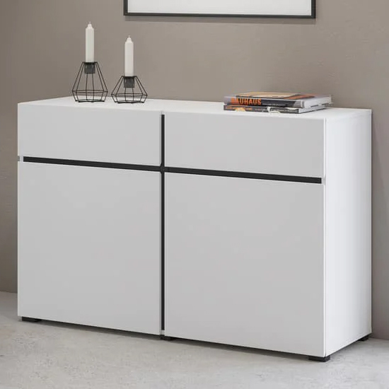 Read more about Kodak wooden sideboard with 2 doors 2 drawers in white