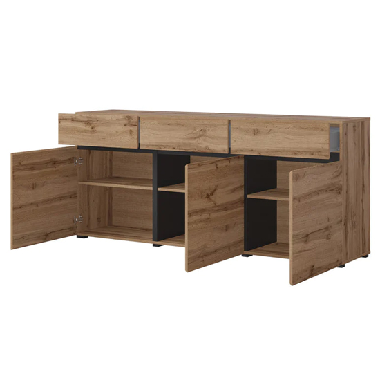 Kodak Wooden Sideboard With 3 Doors 3 Drawers In Wotan Oak