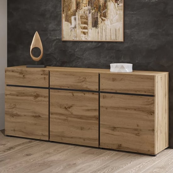 Read more about Kodak wooden sideboard with 3 doors 3 drawers in wotan oak