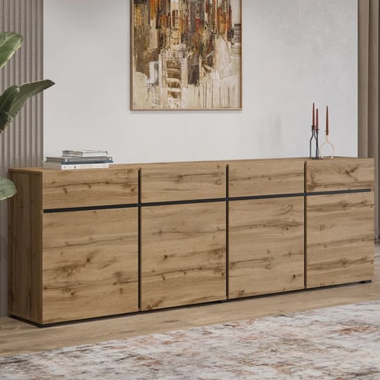 Product photograph of Kodak Wooden Sideboard With 4 Doors 4 Drawers In Wotan Oak from Furniture in Fashion