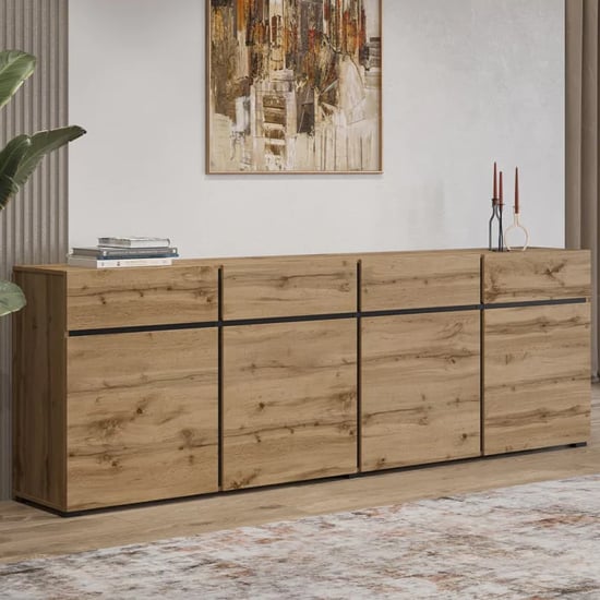 Read more about Kodak wooden sideboard with 4 doors 4 drawers in wotan oak