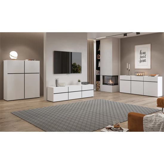 Kodak Wooden TV Stand With 3 Doors 3 Drawers In White