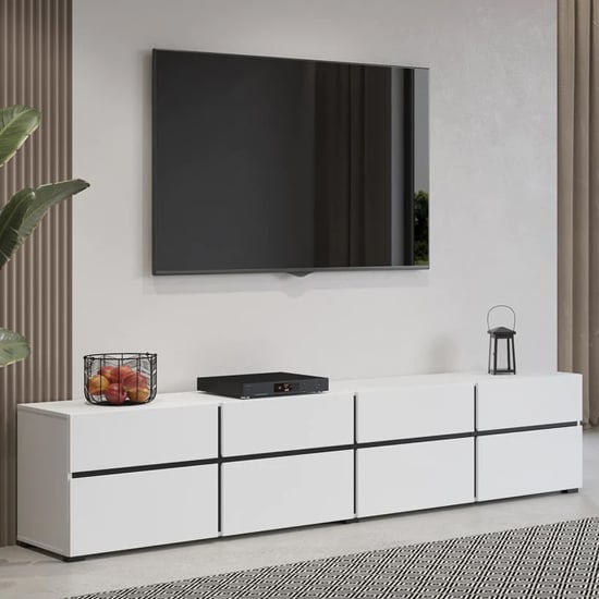 Product photograph of Kodak Wooden Tv Stand With 4 Doors 4 Drawers In White from Furniture in Fashion