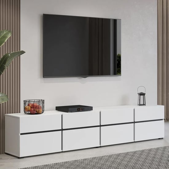 Read more about Kodak wooden tv stand with 4 doors 4 drawers in white
