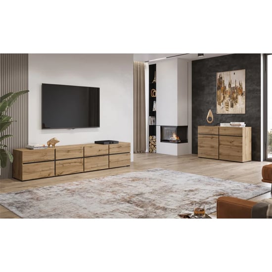 Kodak Wooden TV Stand With 4 Doors 4 Drawers In Wotan Oak