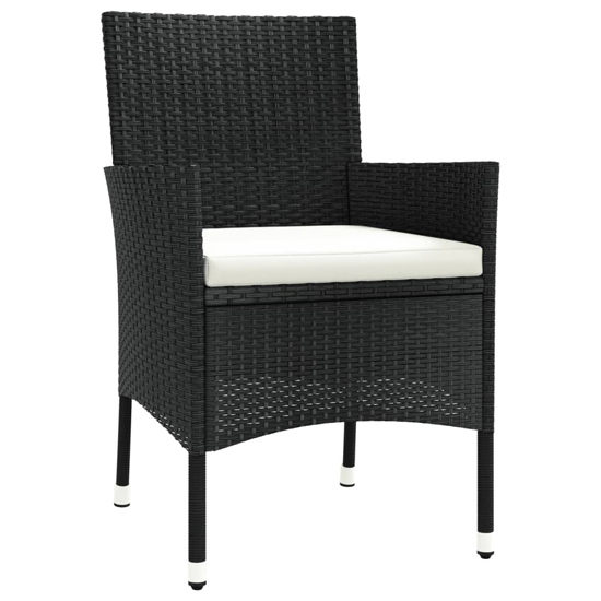 Kodi 3 Piece Garden Bistro Set In Black Rattan With Cushions