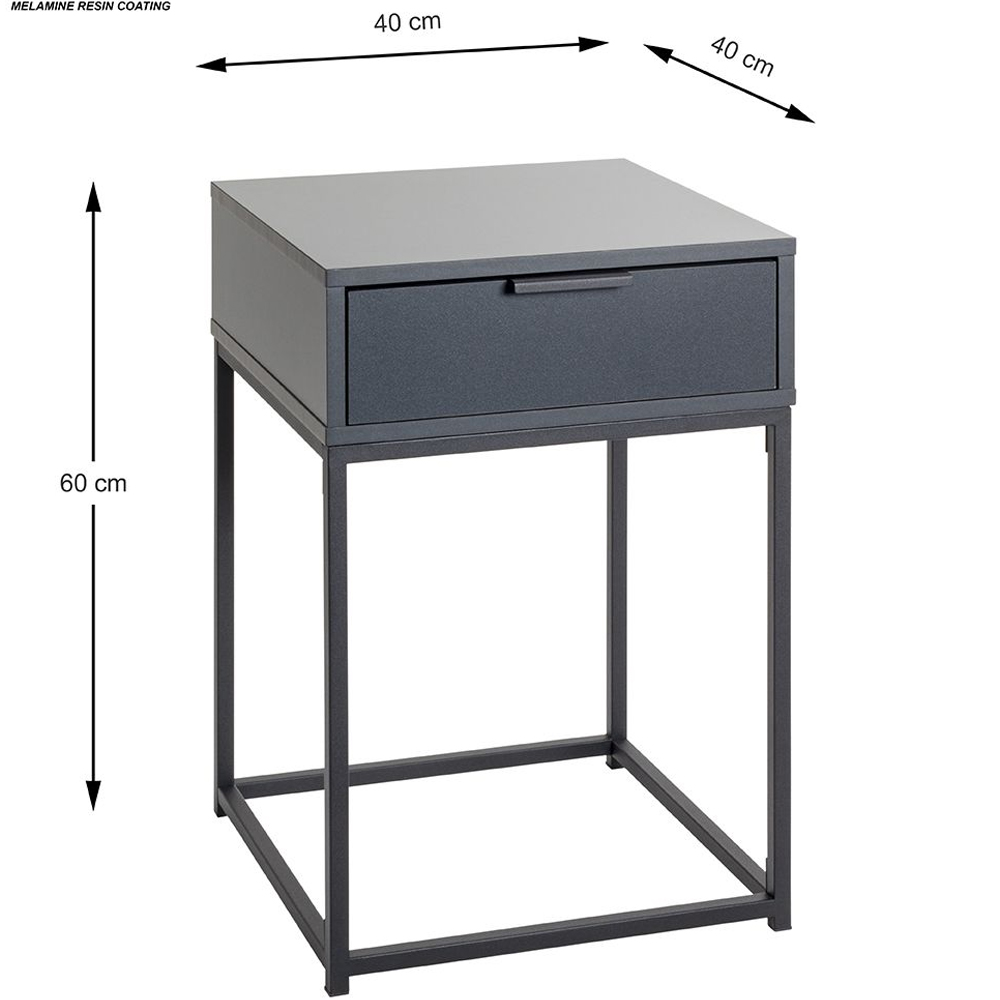 Kodiak Large Wooden Bedside Cabinet With 1 Drawer In Anthracite