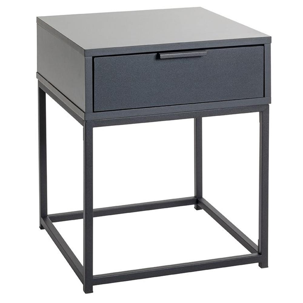 Kodiak Medium Wooden Bedside Cabinet With 1 Drawer In Anthracite