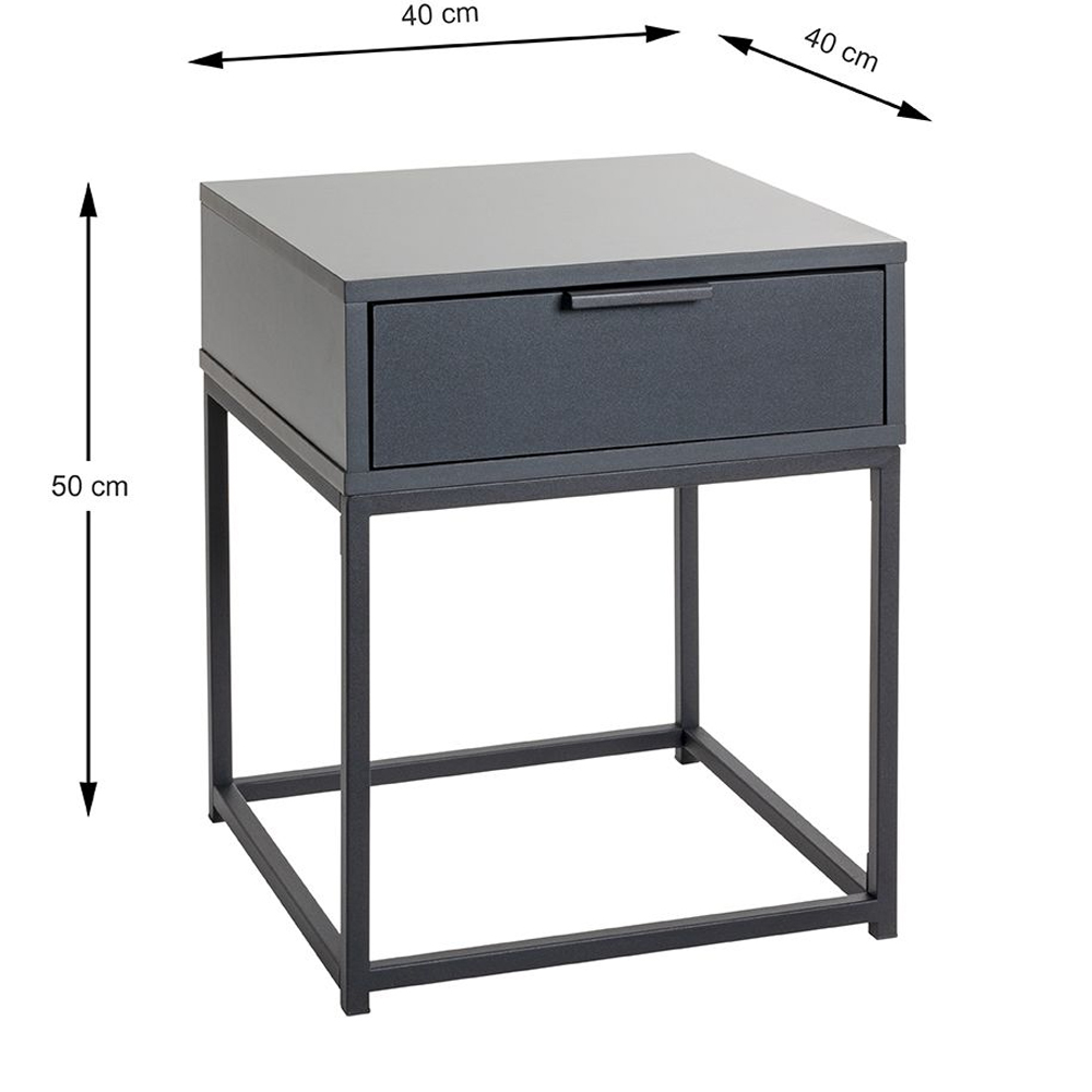 Kodiak Medium Wooden Bedside Cabinet With 1 Drawer In Anthracite