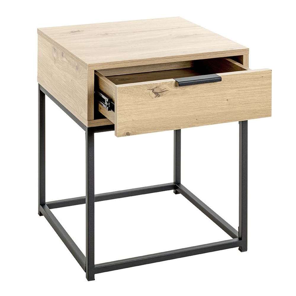 Kodiak Medium Wooden Bedside Cabinet With 1 Drawer In Oak