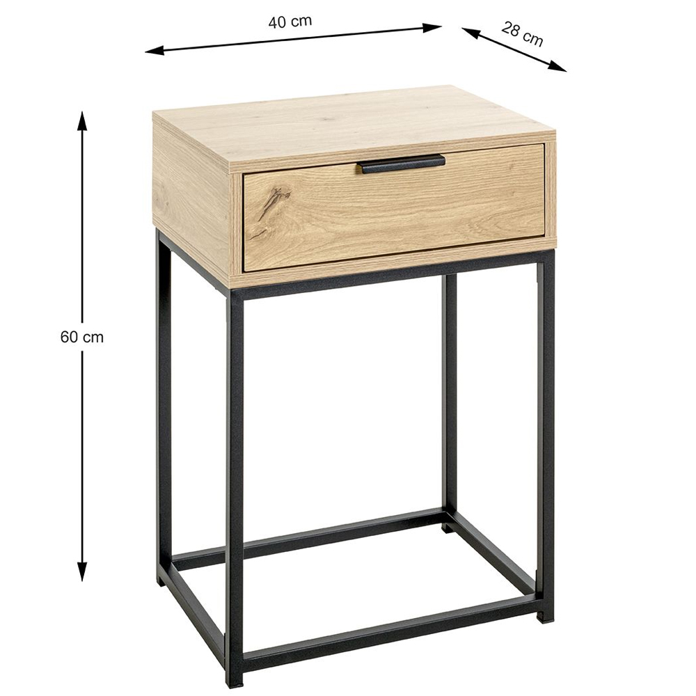 Kodiak Samll Wooden Bedside Cabinet With 1 Drawer In Oak