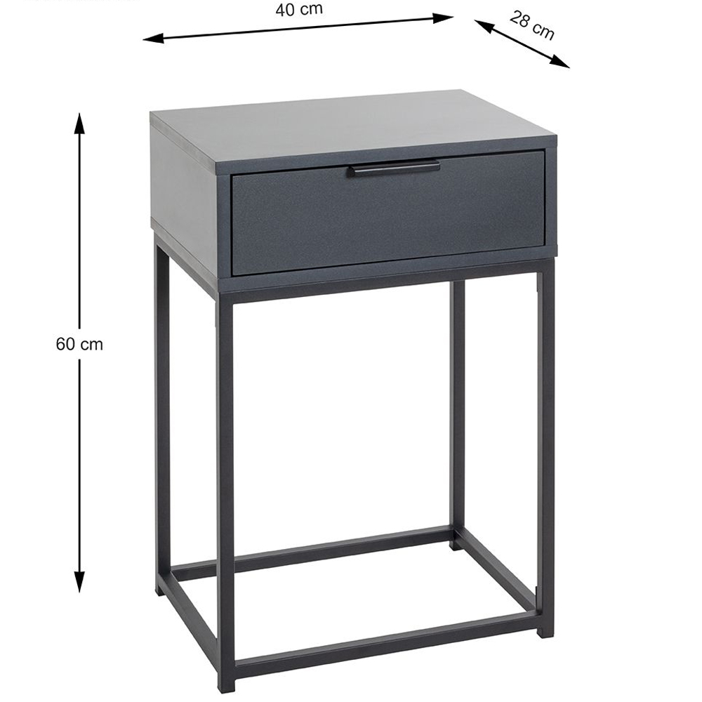 Kodiak Small Wooden Bedside Cabinet With 1 Drawer In Anthracite
