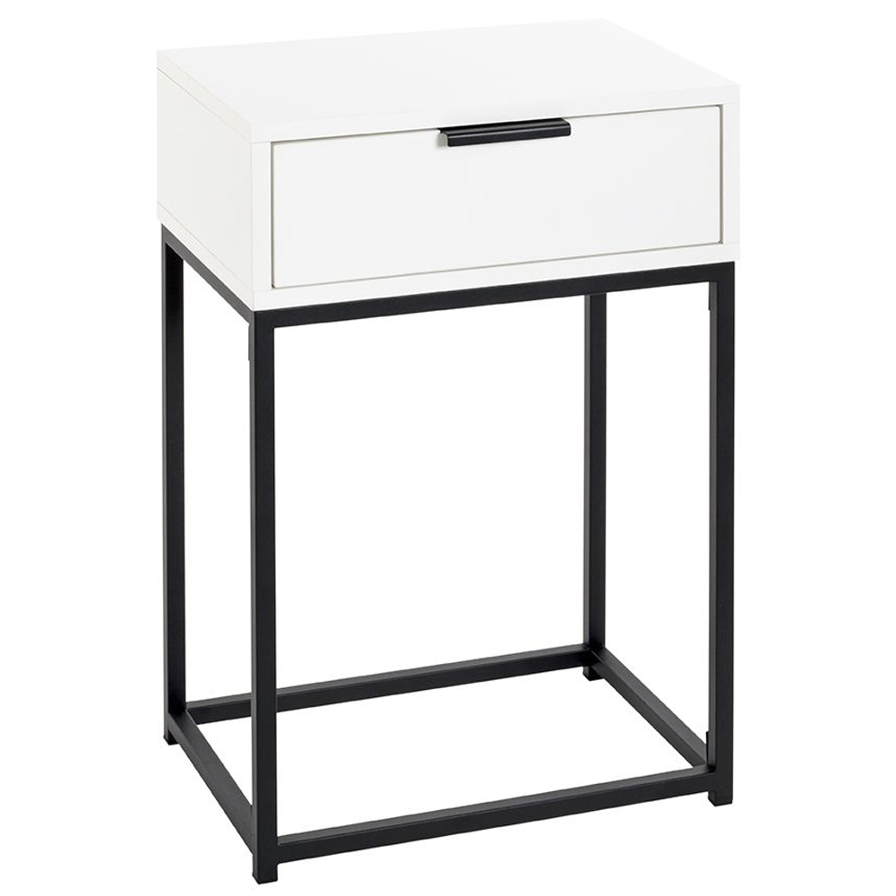 Kodiak Wooden Bedside Cabinet With 1 Drawer In White