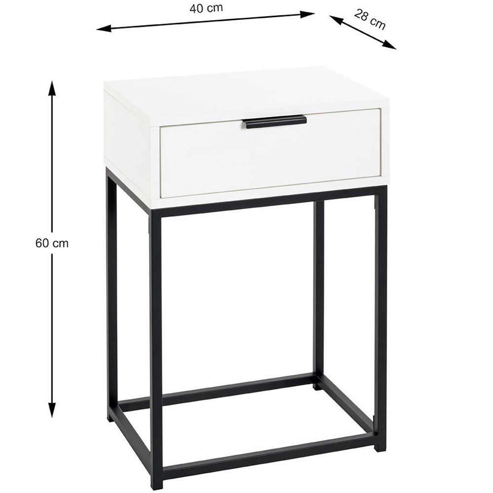 Kodiak Wooden Bedside Cabinet With 1 Drawer In White