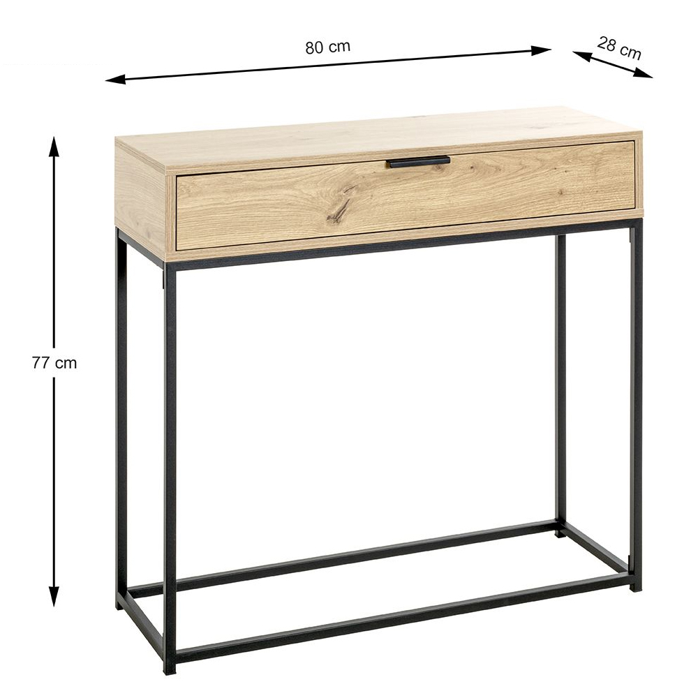 Kodiak Wooden Console Table With 1 Drawer In Oak