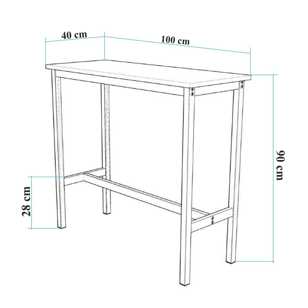 Kohana Rectangular Wooden Bar Table with 2 Stools in White and Oak