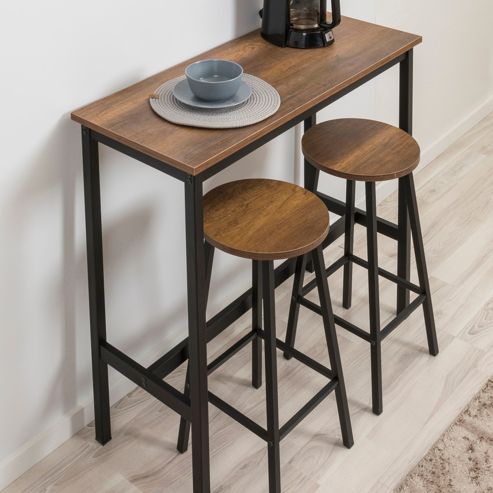 Kohana Rectangular Wooden Bar Table in Black and Oak