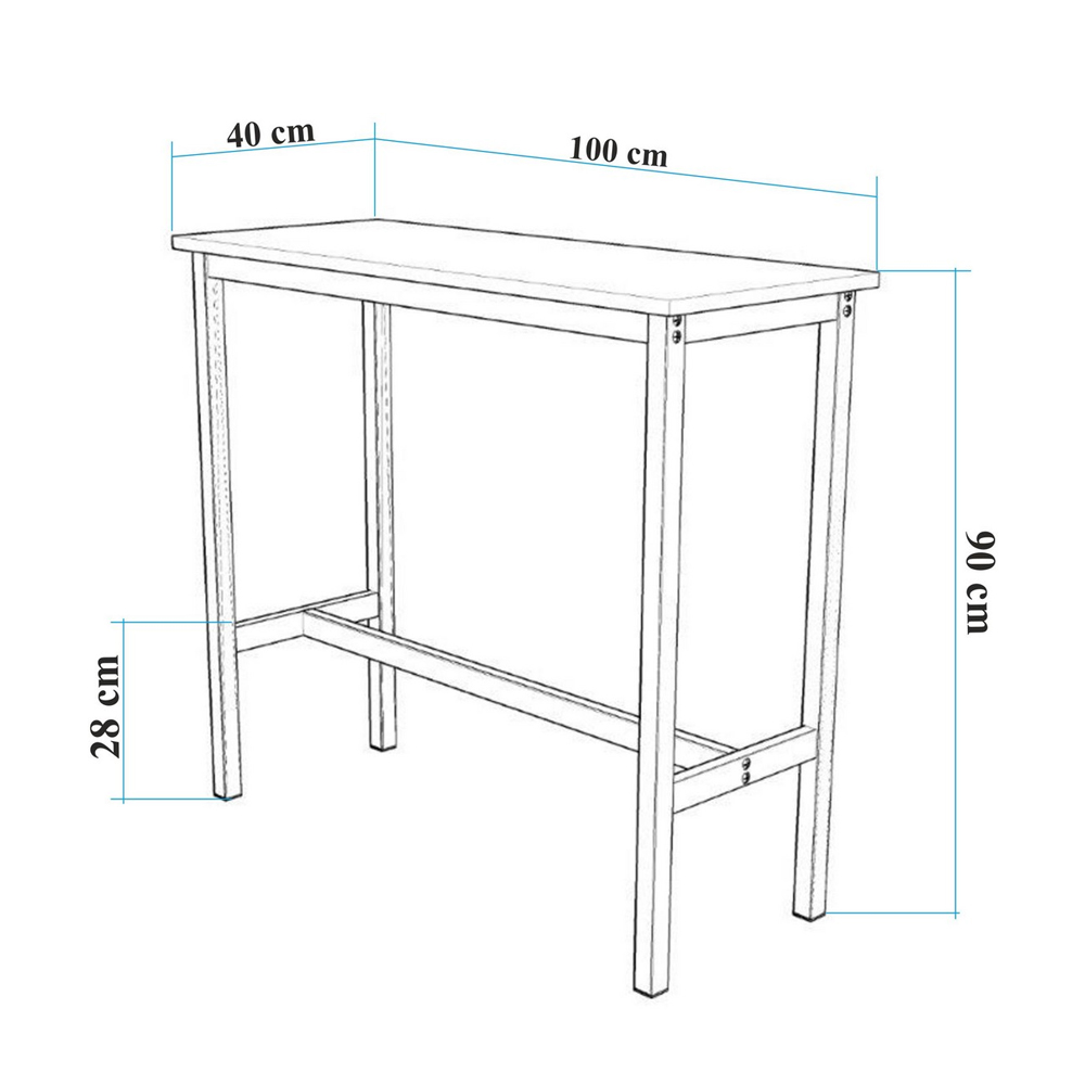Kohana Rectangular Wooden Bar Table in White and Oak