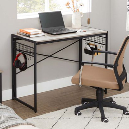 Denton Modern Computer Desk In White With Castors Sale