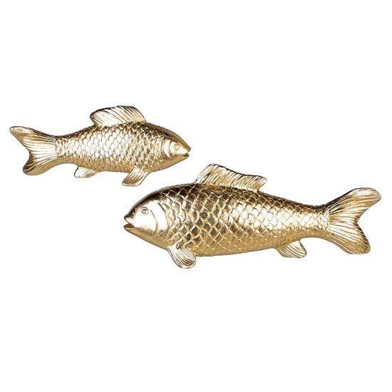 Read more about Koi fish poly set of 2 design sculpture in antique champagne