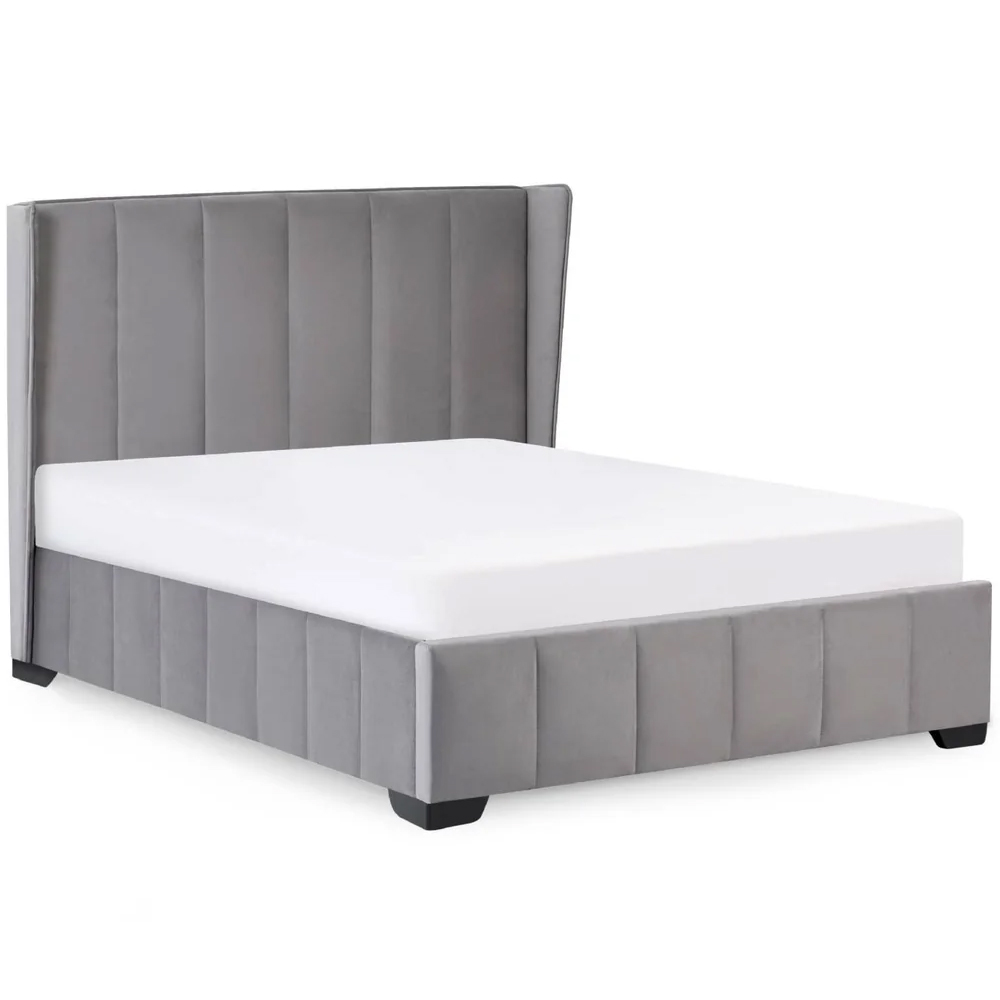 Kokomo Velvet Double Bed - Grey