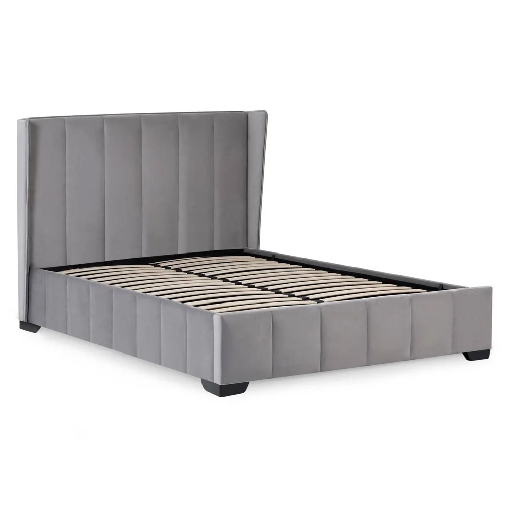 Kokomo Velvet Double Bed - Grey
