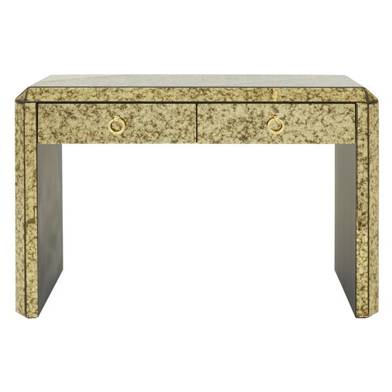 Koma Mirrored Glass Console Table With 2 Drawers In Gold