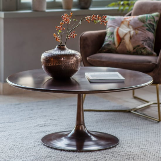 Product photograph of Konitz Round Metal Coffee Table In Copper from Furniture in Fashion