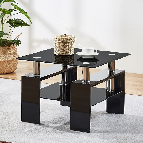 black high gloss lamp table
