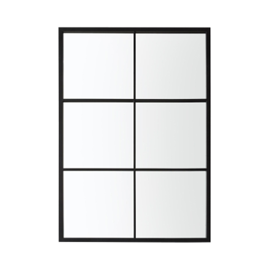 Product photograph of Kontron Window Design Wall Mirror In Black Frame from Furniture in Fashion