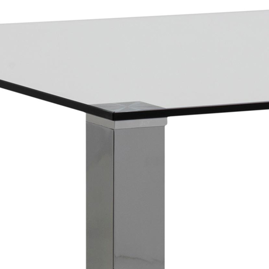 Konya Rectangular 140cm Glass Dining Table With Chrome Legs Furniture