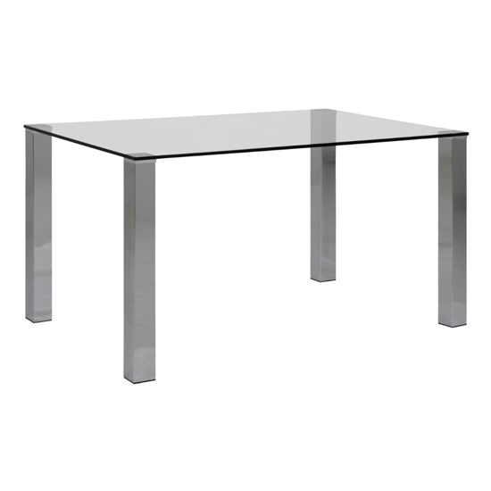 Read more about Konya rectangular 140cm glass dining table with chrome legs