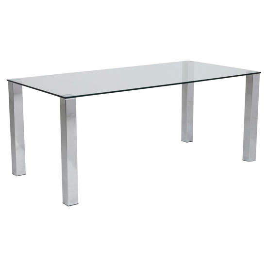 Read more about Konya rectangular 180cm glass dining table with chrome legs