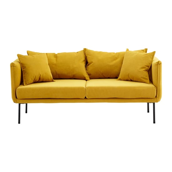 Read more about Koper fabric 2 seater sofa in yellow with black legs