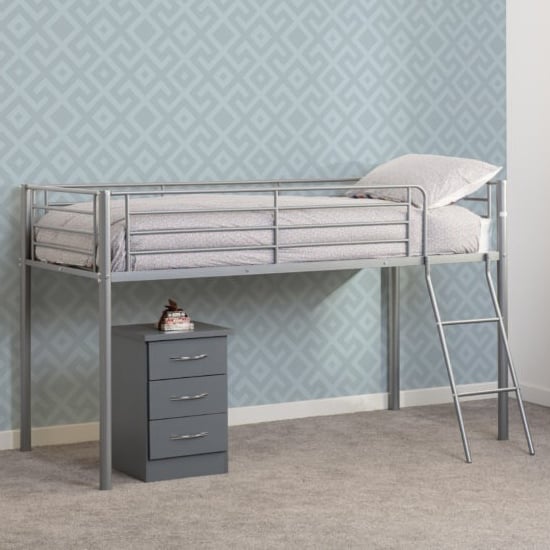 Product photograph of Kyoto Metal Mid Sleeper Bunk Bed In Silver from Furniture in Fashion