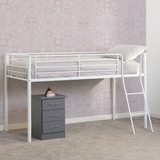 Product photograph of Kyoto Metal Mid Sleeper Bunk Bed In White from Furniture in Fashion