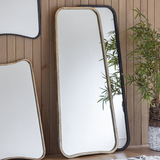 Koran Large Curved Bedroom Mirror In Gold Frame
