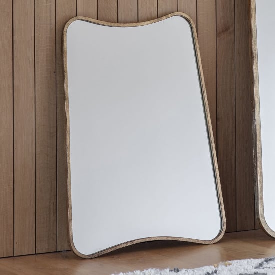 Product photograph of Koran Small Curved Bedroom Mirror In Gold Frame from Furniture in Fashion