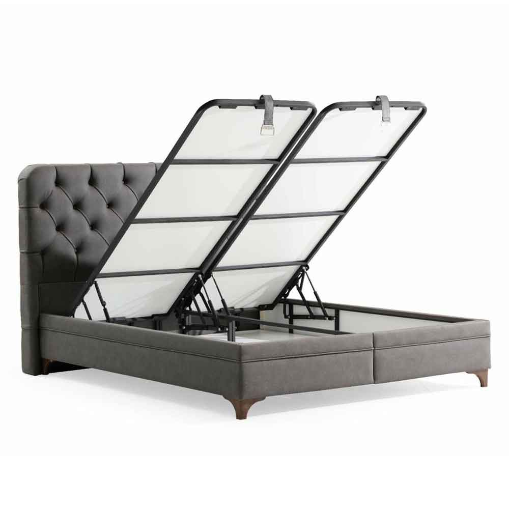 Kormis Fabric Ottoman Storage Small Double Bed in Grey