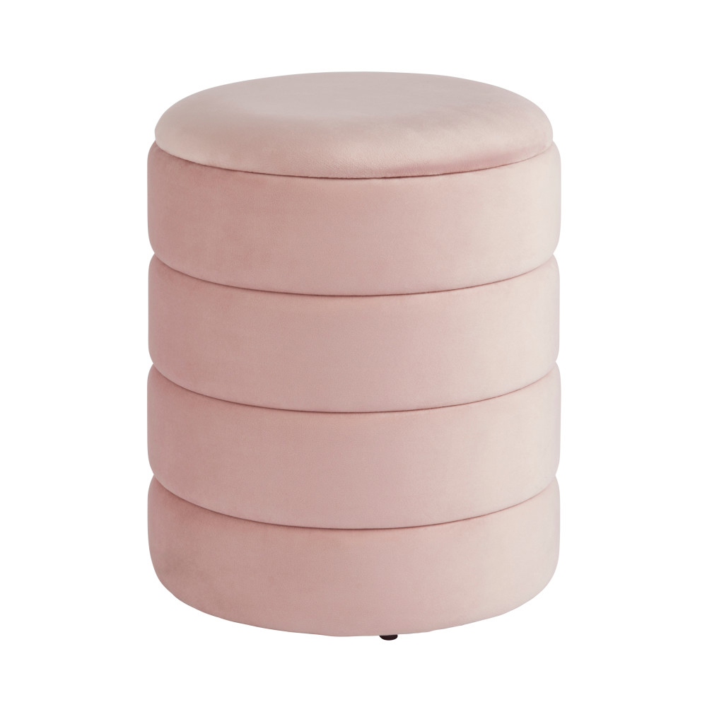 Kosea Velvet Storage Stool in Blush Pink