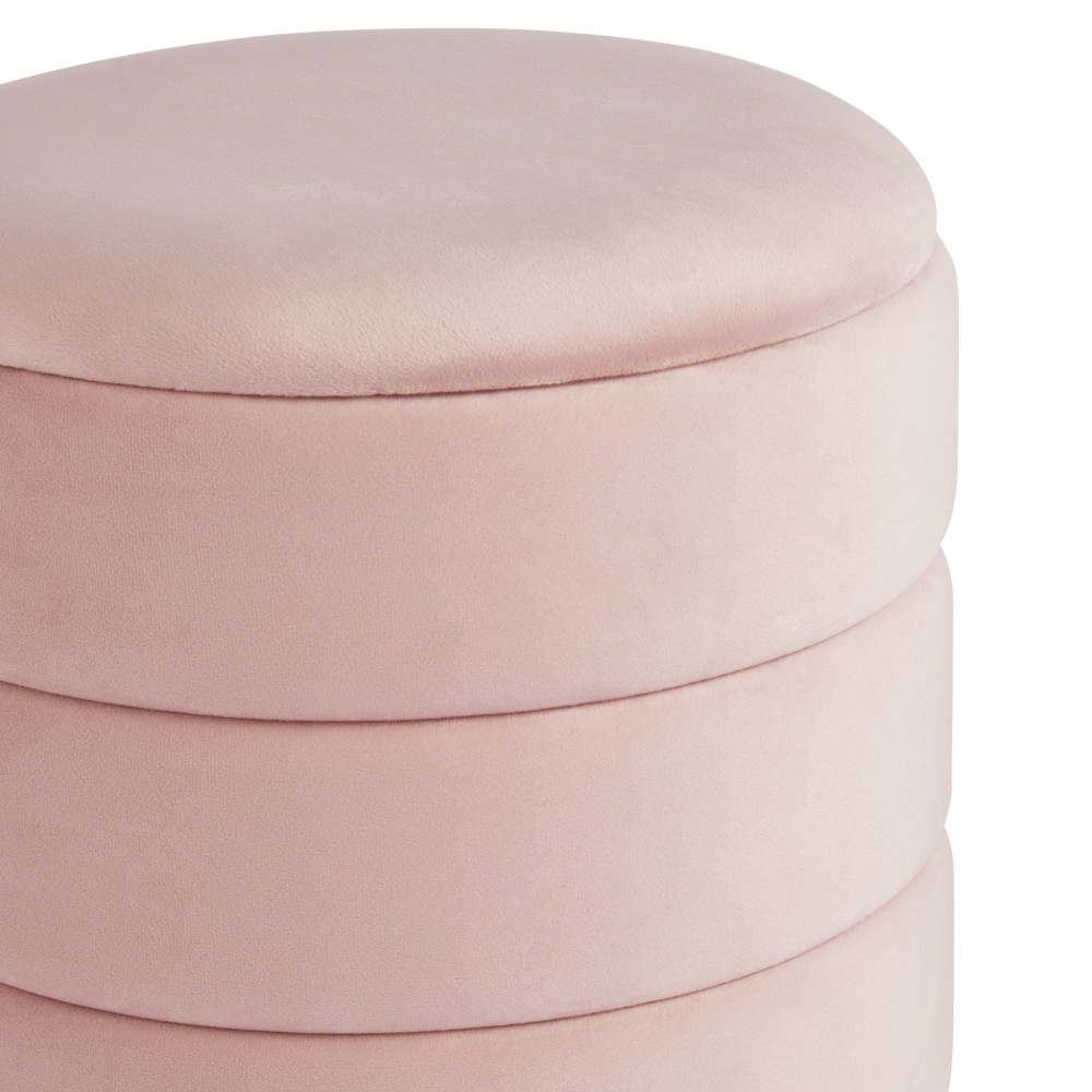 Kosea Velvet Storage Stool in Blush Pink