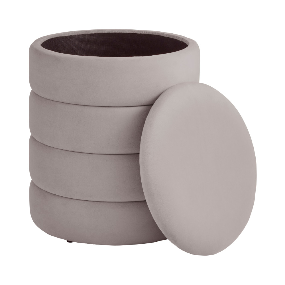 Kosea Velvet Storage Stool in Grey