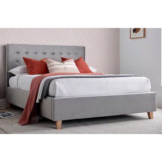 Read more about Kotor velvet ottoman small double bed in grey