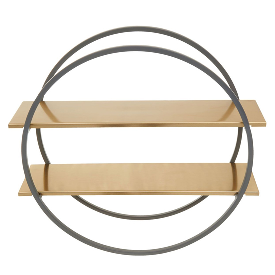 Koura Metal 2 Tier Wall Shelving Unit In Gold And Grey