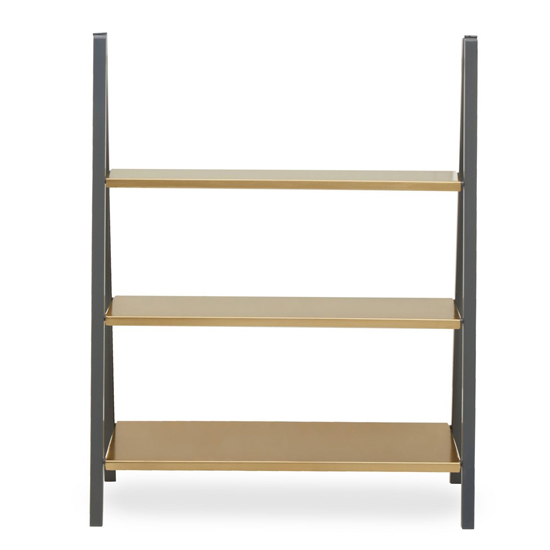 Koura Metal 3 Tier Shelving Unit In Gold And Grey