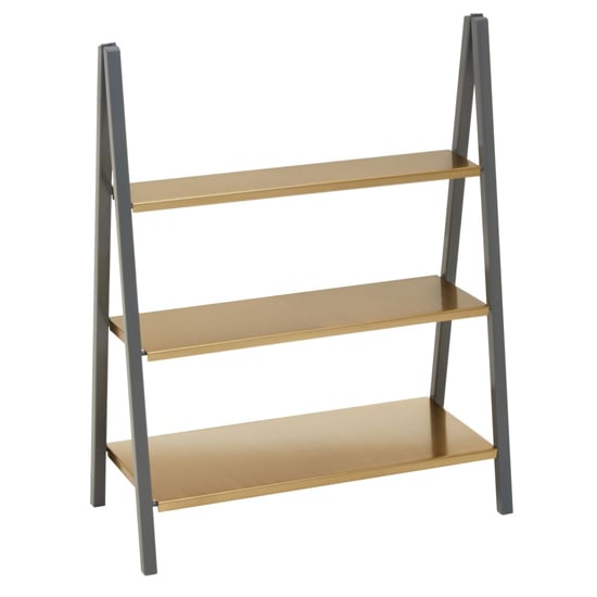 Read more about Koura metal 3 tier shelving unit in gold and grey