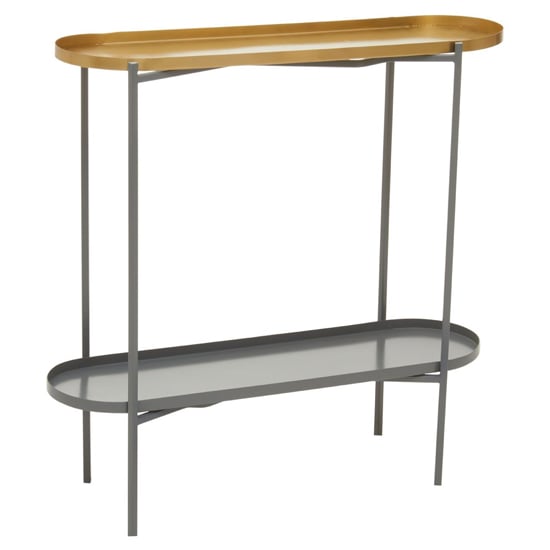 Product photograph of Koura Metal Console Table In Gold And Grey from Furniture in Fashion